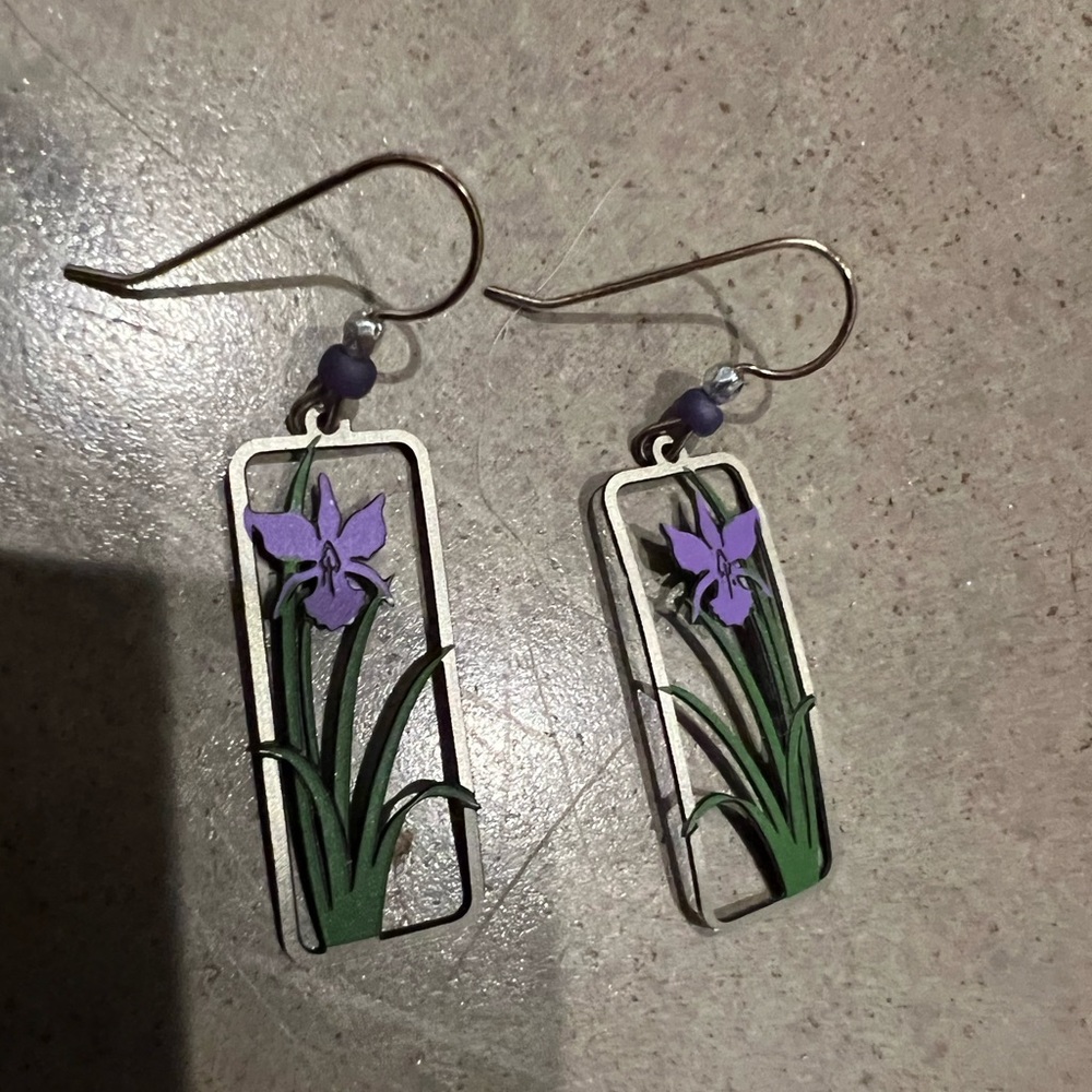 Unique metal flower earrings